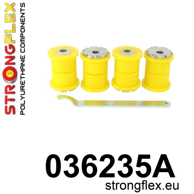 STRONGFLEX|036235A: Rear trailing arm bush kit eccentric SPORT BMW Series 5 II 81-88 E28 III 88-96 E34 Seria 6 I 76-89 E24