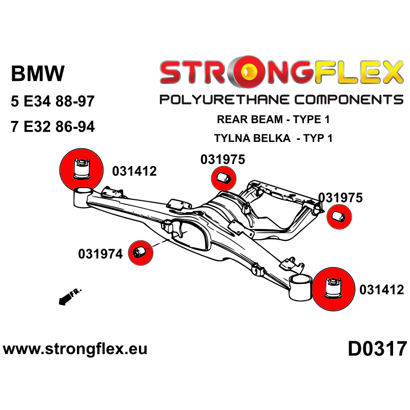 STRONGFLEX|036173A: Full suspension bush kit SPORT BMW Series 5 III 88-96 E34 7 II 86-94 E32