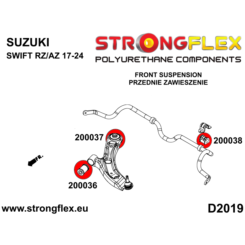 STRONGFLEX|206175A: Polyurethan Buchsensatz Vorderachse SPORT Catalog Diagramm Schema:D2019