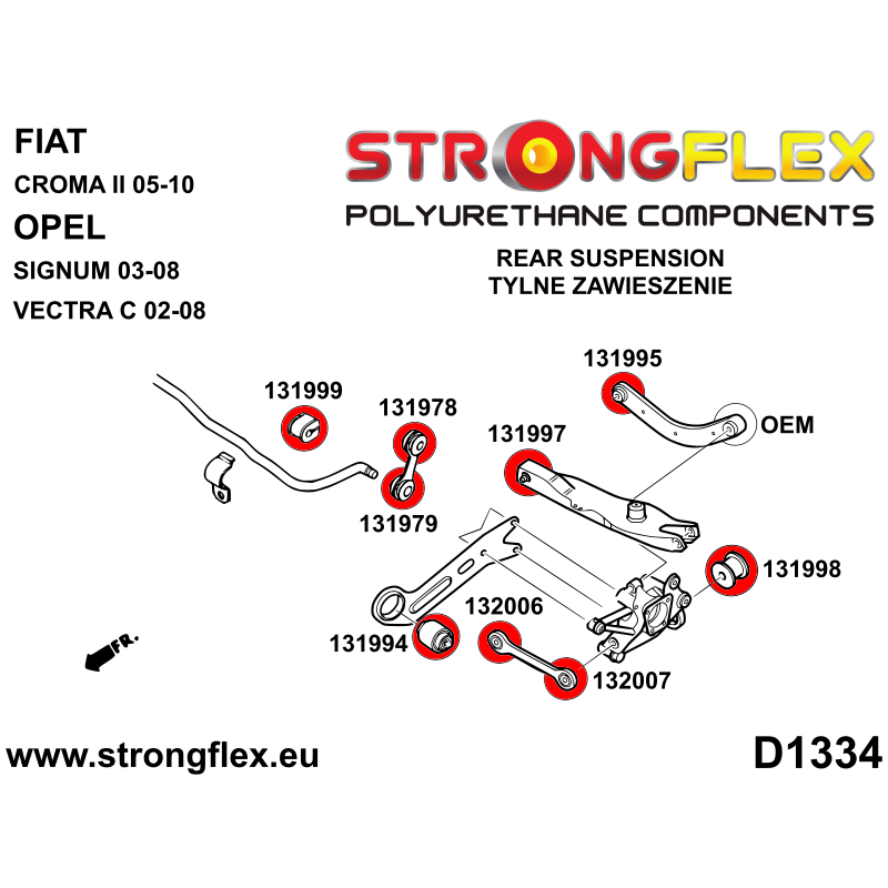 STRONGFLEX|132006A: Rear track rod inner bush SPORT Fiat Croma II 05-10 Opel/Vauxhall Vectra Cavalier C 02-08 Signum 03-08