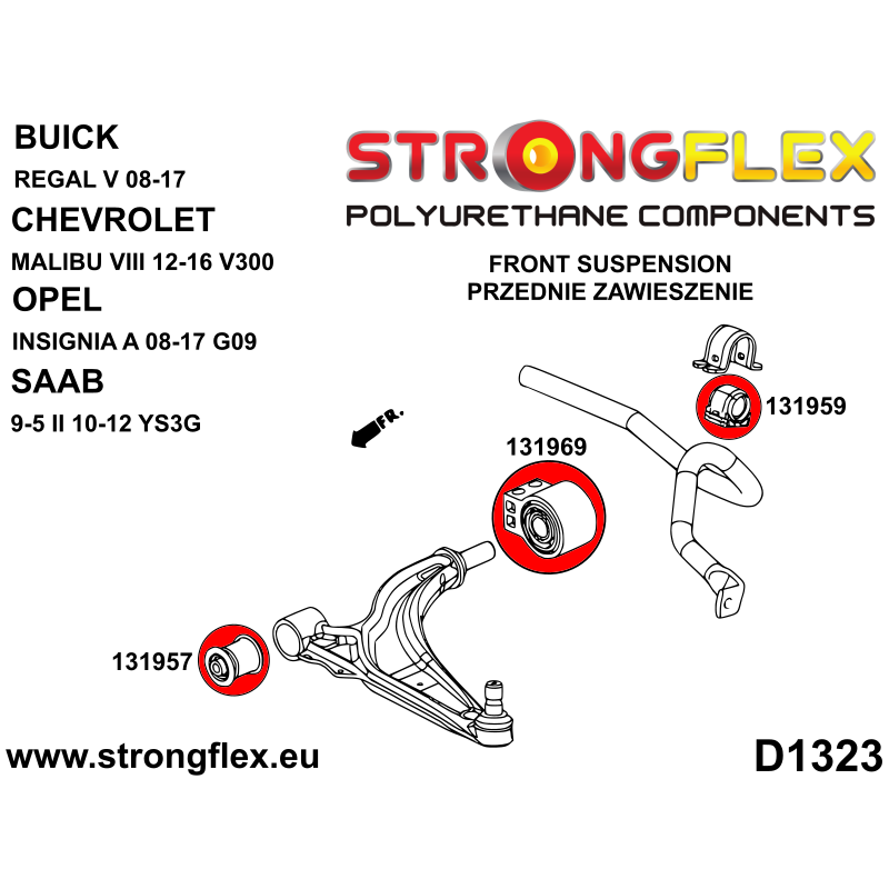STRONGFLEX|136228B: Front suspension bush kit Chevrolet Malibu VIII 12-16 V300 Opel/Vauxhall Insignia A 08-17 G09 FWD AWD Saab