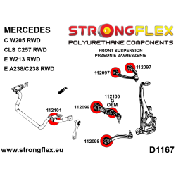 STRONGFLEX|116302A: Front suspension bush kit SPORT Mercedes Class C W205 14-21 RWD E C238/A238 16- W213 CLS-Class C257 18- 2