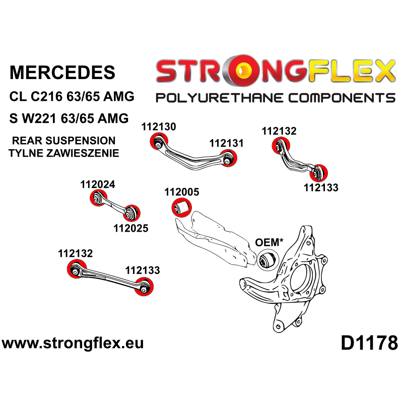 STRONGFLEX|116318A: Rear suspension bush kit SPORT Katalog diagram scheme:D1178