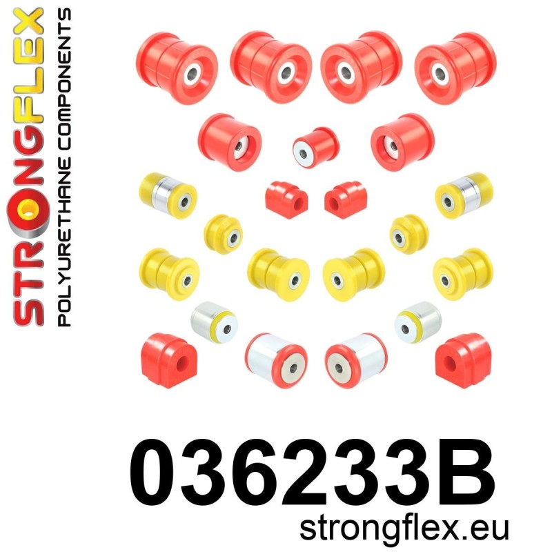 STRONGFLEX|036233B: Polyurethan Buchsensatz für Vorder-und Hinterachse E39 Limousine BMW Serie 5 IV 95-03 E39 Sedan