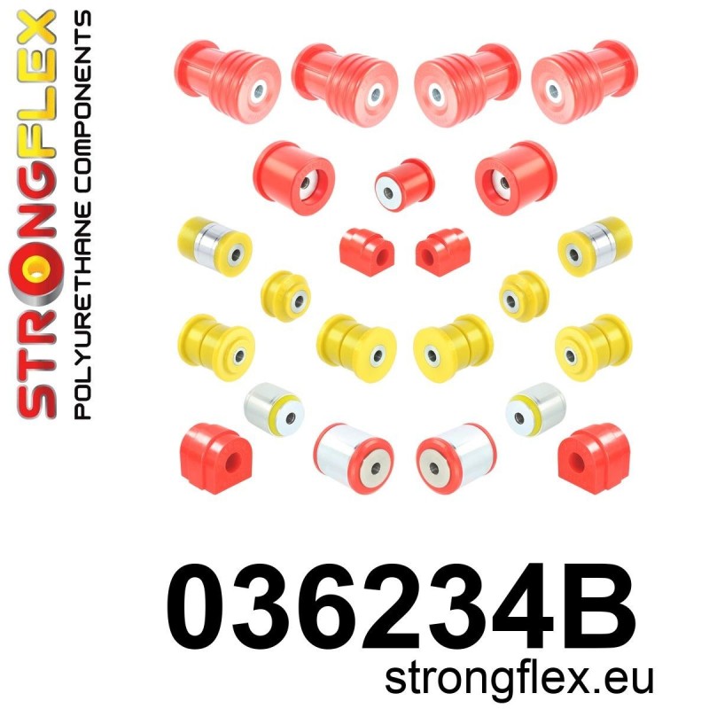 STRONGFLEX|036234B: Polyurethan Buchsensatz für Vorder-und Hinterachse E39 Touring BMW Serie 5 IV 95-03 E39 Touring