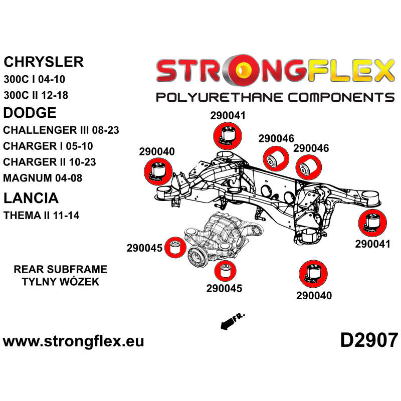 STRONGFLEX|290045A: Casquillo delantero del soporte del diferencial trasero SPORT Dodge Challenger III 08-23 Magnum 04-08 RWD