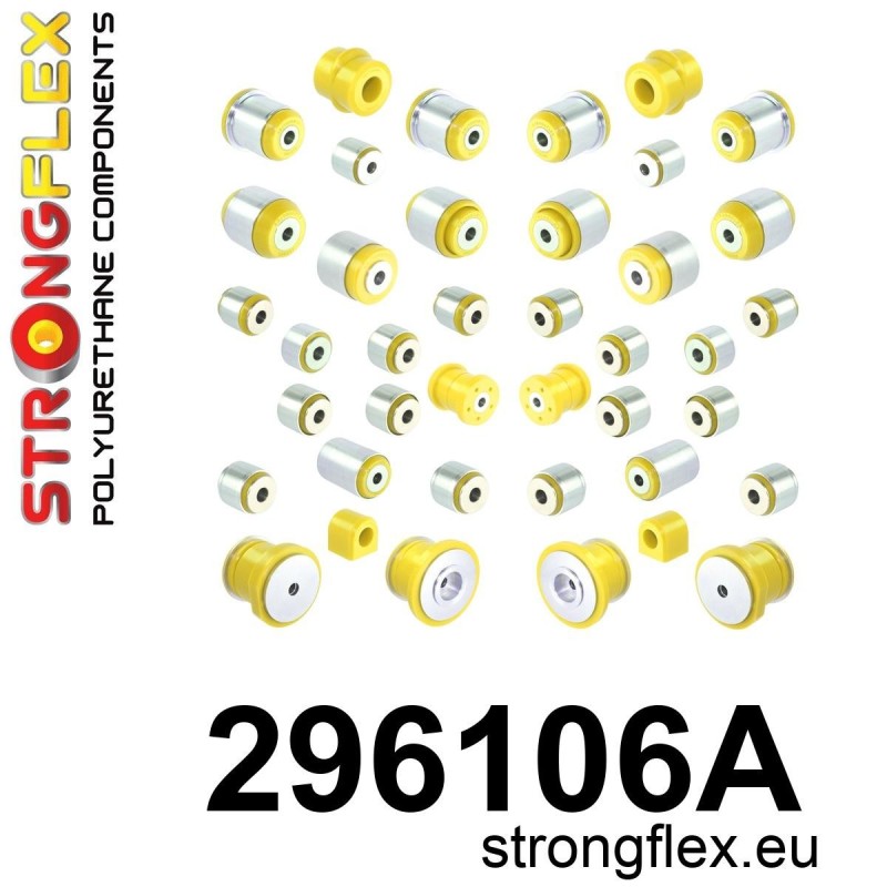 STRONGFLEX|296106A: Komplettes Fahrwerk Buchsen-Kit RWD SPORT Dodge Challenger III 08-23 Magnum 04-08 RWD Lancia Thema II 11-14