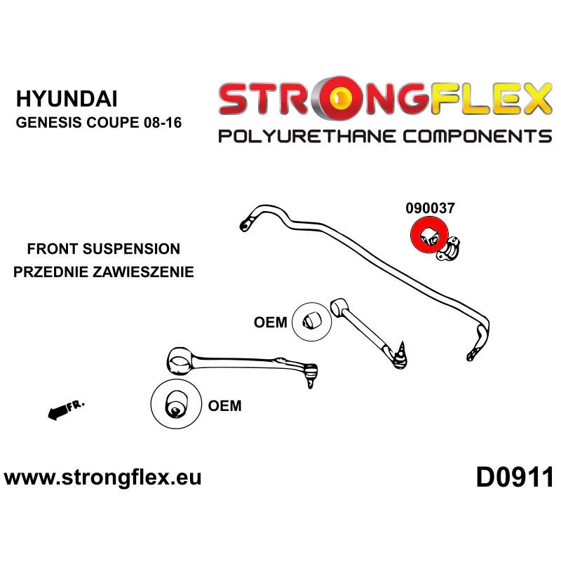 STRONGFLEX|090037A: Front anti roll bar bush SPORT Katalog diagram scheme:D0911